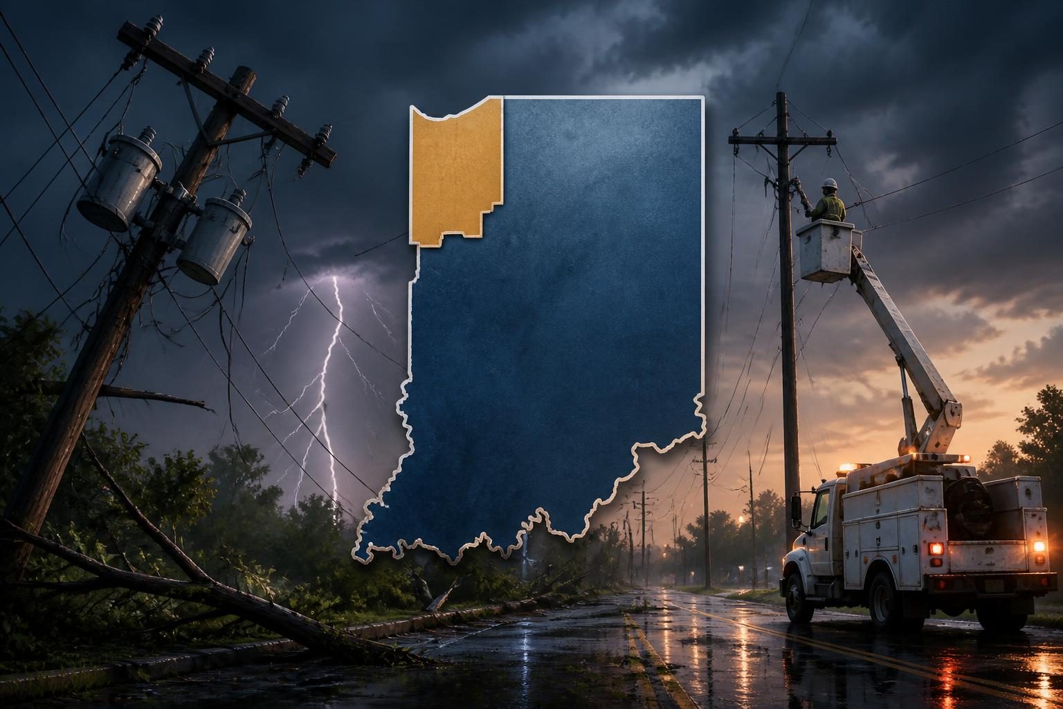 Utility crews repair storm-damaged power infrastructure in Northwest Indiana