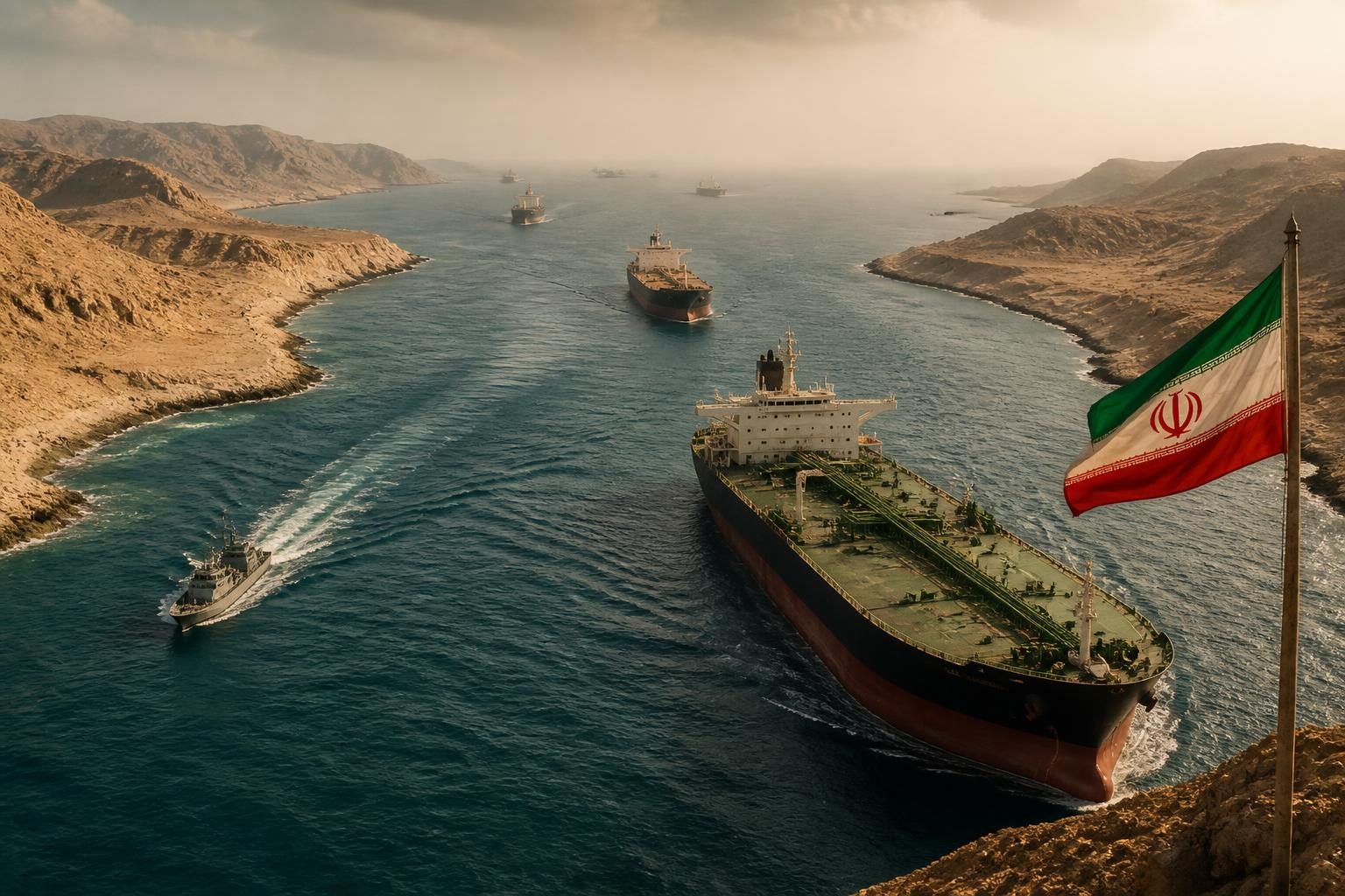 Oil tankers near the Strait of Hormuz amid shipping disruption