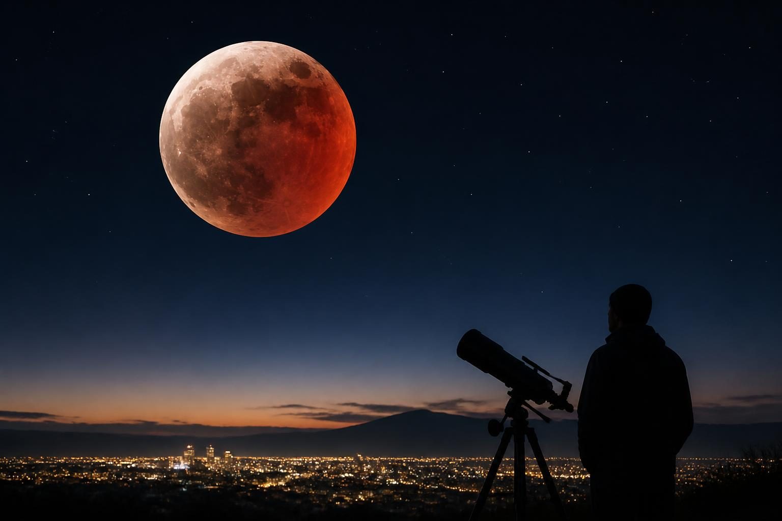 A partially eclipsed full Moon with most of its surface in Earth's shadow