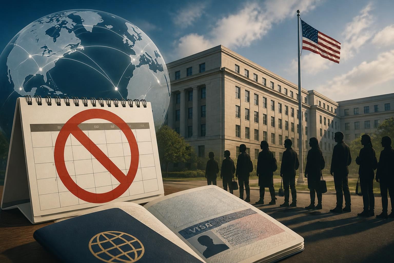 Applicants wait outside a U.S. embassy visa services area