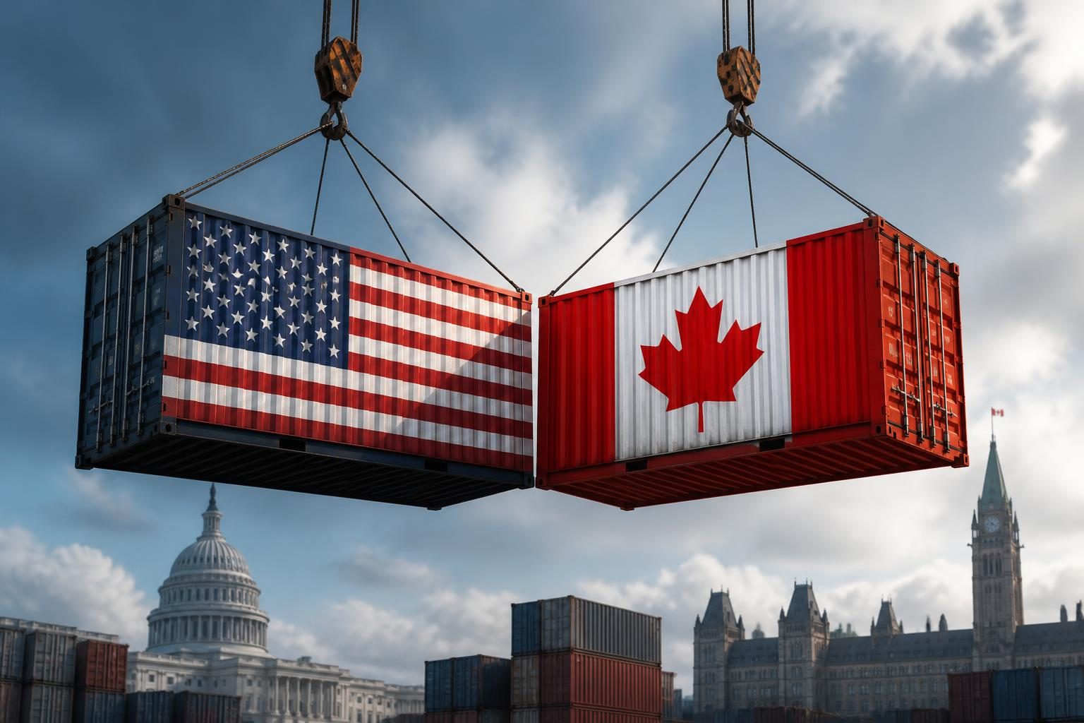 Flags of the United States and Canada representing cross-border trade negotiations